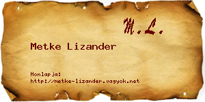 Metke Lizander névjegykártya